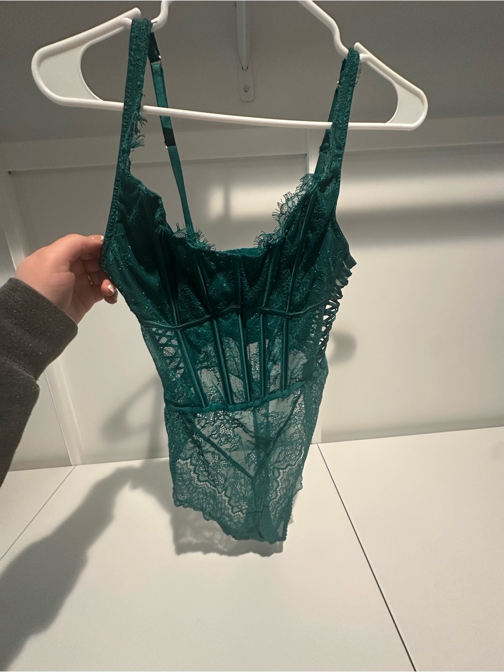 Victoria's Secret Emerald Green Lace Bodysuit